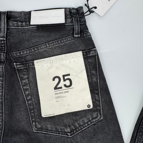 RE/DONE High Rise Straight Loose Rigid Distressed Jeans Black Size 25 NEW - Picture 12 of 16